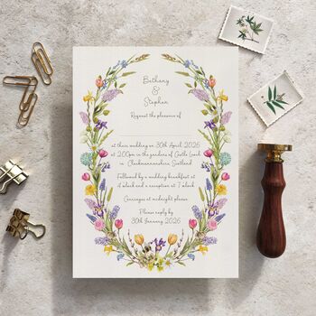 Spring Flowers Oval Invitation Suite, 12 of 12