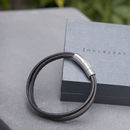 Thumb Grey Mens Leather Wrap Bracelet 
