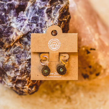 Mandala Inspired Gemstone Earrings – 18 K Gold Plated, 3 of 12