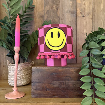 Smiley Face Pink Check Rechargeable Glow Lamp, 2 of 6