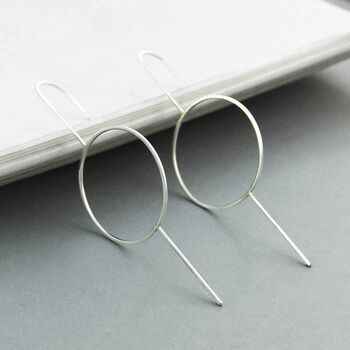 Sterling Silver Statement Circle Ear Climber Earrings, 3 of 5