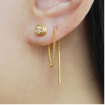 Chain Threader Topaz November Birthstone Earrings, 3 of 7