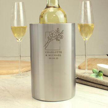 Engraved Botanical Wine Cooler – Wedding Gift Idea, 2 of 3