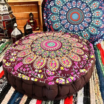 Peacock Print Large Bohemian Floor Meditation Cushion, 4 of 8