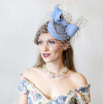 Baby Blue Pillbox Hat With Bow, 4 of 4