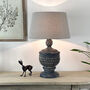 Distressed Jasmine Acorn Table Lamp Taupe Linen Shade, thumbnail 1 of 6