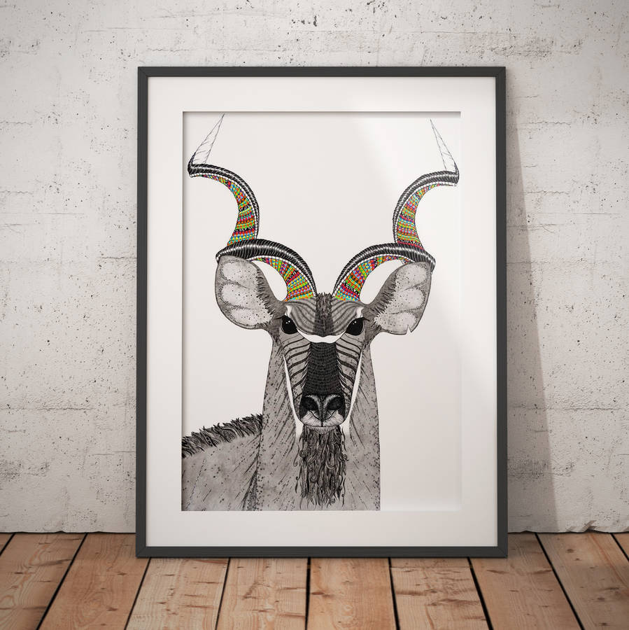 kudu african animal illustration and pattern print by crafty creature ...