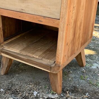 Handcrafted Wooden Bedside Table And Drawer, 3 of 3