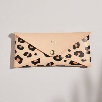 Personalised Leopard Print Leather Envelope Purse, 3 of 4