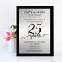 Personalised Framed Silver Anniversary Silver Metal, thumbnail 2 of 3