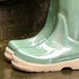 Large Sage Green Personalised Welly Boots Planter, thumbnail 6 of 10