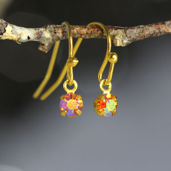 Aurora Borealis Crystal Drop Charm Earrings, 3 of 8