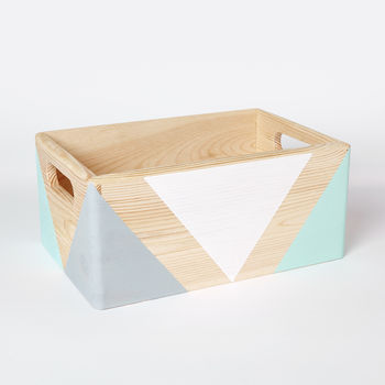 Geometric Wooden Box With Handles Two Sizes Available, 2 of 9