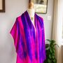 100% Mulberry Silk Scarf, Fuchsia Purple And Blue, thumbnail 2 of 7