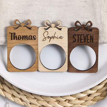 Personalised Wooden Napkin Rings Christmas Napkin, 2 of 9
