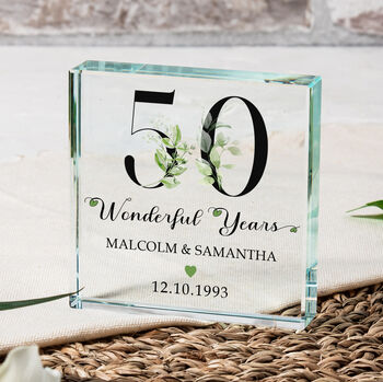Wonderful Years Anniversary Glass Keepsake For Couple, 3 of 3