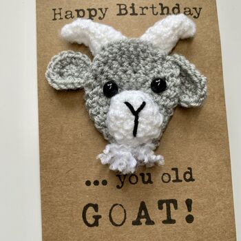 Old Goat Funny Crochet Birthday Card Handmade, 6 of 6