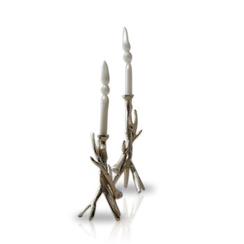 Handmade Silver Antler Candle Holder Set, 2 of 2