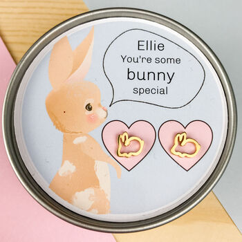 Personalised Bunny Earrings In Gift Tin, 2 of 6