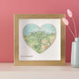Map Heart Wall Art Gold Framed Personalised Print, thumbnail 2 of 3
