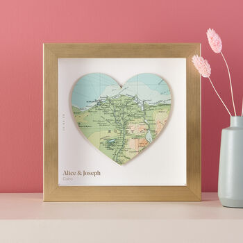 Map Heart Wall Art Gold Framed Personalised Print, 2 of 3