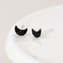 Sterling Silver Black Crystal Moon Stud Earrings: Gothic Halloween Gift – 5mm, thumbnail 2 of 4