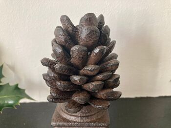 Cast Iron Pine Cone Christmas Stocking Holder Xmas Decor, 8 of 10