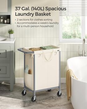 Laundry Basket On Wheels Steel Frame 90 L 140 L 200 L, 4 of 12