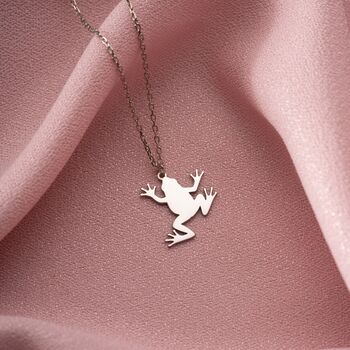'Good Luck' Sterling Silver Frog Necklace, 3 of 10