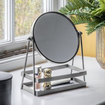 Metal Dressing Table Vanity Mirror In Black Or Silver, 4 of 6