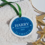 Ceramic Blue Plaque Baby's First Christmas Tree Decoration, thumbnail 1 of 3