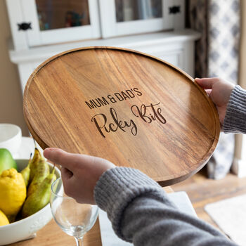 Personalised Picky Bits Round Serving Board Acacia Wood, 3 of 5
