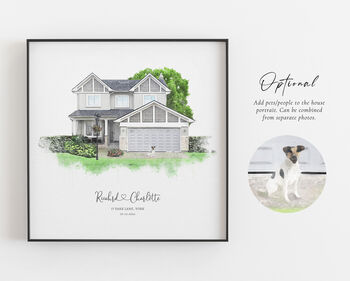 Personalised Watercolour House Portrait Housewarming Gift, First Home Gift, 6 of 9