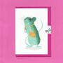 Teal Field Mouse Illustrated Blank Greeting Card, thumbnail 6 of 12
