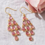 Tourmaline Gold Plated Silver Drop Earrings, thumbnail 6 of 9