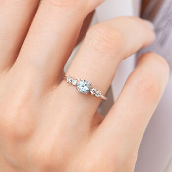 Sky Blue Topaz Five Stone Ring In Sterling Silver And Gold, 2 of 12