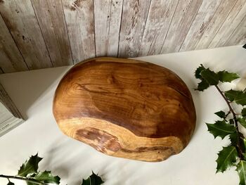 35cm Teak Root Bowl Handcrafted Natural Wood Fruit Bowl, 2 of 7
