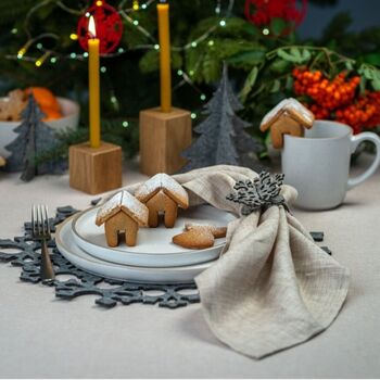 Snowflake Felt Napkin Rings Set Of Six, 2 of 7