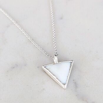 'The Triangle' Mother Of Pearl Necklace, Silver, 4 of 6