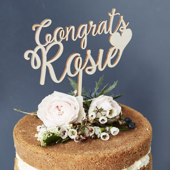 Personalised Congratulations Wooden Cake Topper, 2 of 5