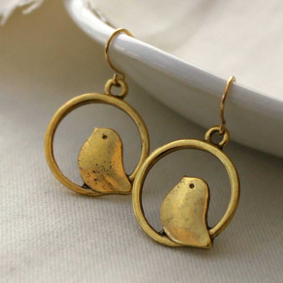 Golden Bird Hoop Earrings By Completely Charmed