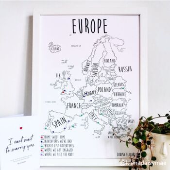 Personalised Europe Pin Board Map With Pins, 4 of 12