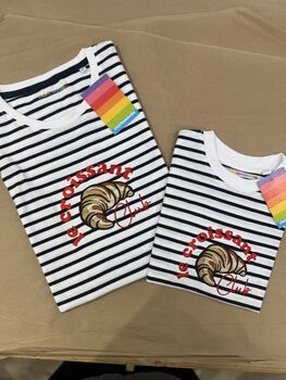 Croissant Club Striped Kids T Shirt, 2 of 3