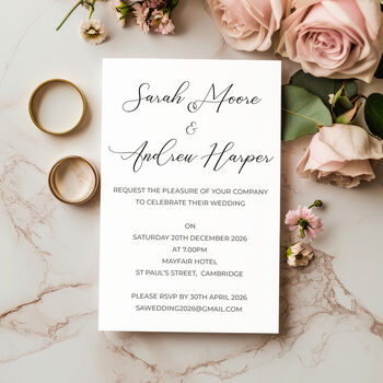 Script Wedding Invitations Pack Of 10 Including Envelopes, 3 of 6