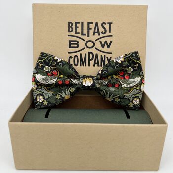 Liberty Bow Tie In Dark Green Strawberry Thief, 2 of 2