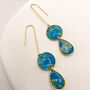 Turquoise Drop Dainty Earrings, Clay And Resin, thumbnail 1 of 10
