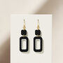 Black And Pearlescent White Rectangle Earrings, thumbnail 3 of 7