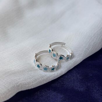 Pure Silver Blue Star Bichiya Slim Toe Ring, 4 of 7