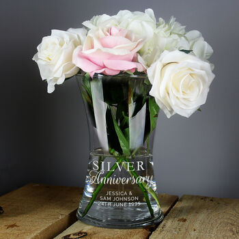 Personalised Silver Anniversary Glass Vase, 4 of 5