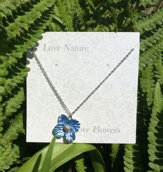 Poppy Blue Flower Pendant Necklace, 3 of 5
